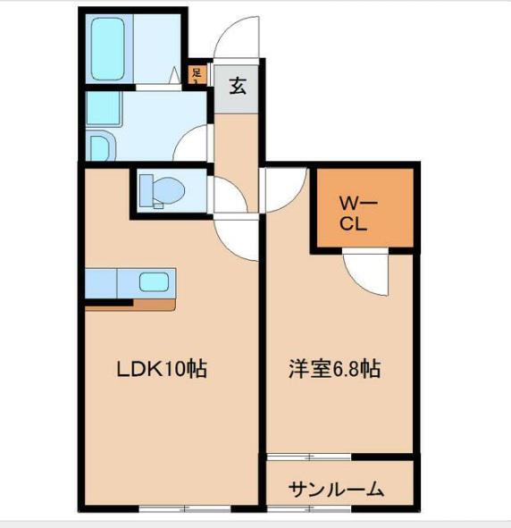 アスイズC(1LDK/1階)の間取り写真