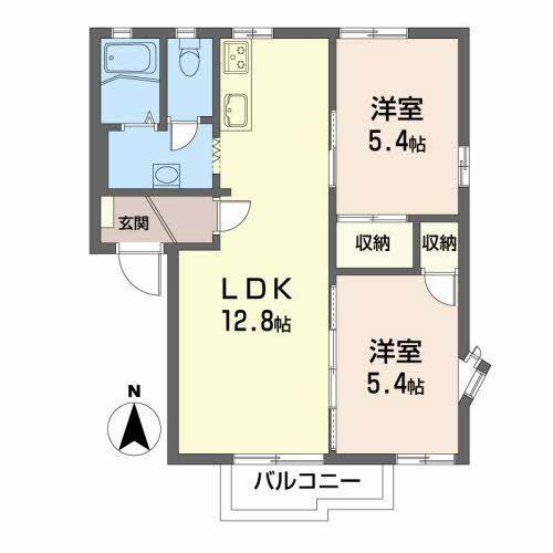 グランクリュー(2LDK/2階)の間取り写真