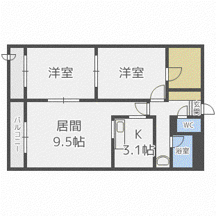 セリエ本通(2LDK/2階)の間取り写真