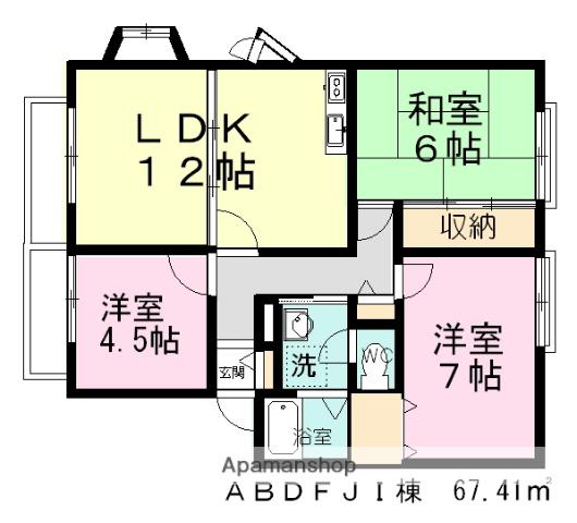 サンビレッジ船橋(3LDK/1階)の間取り写真