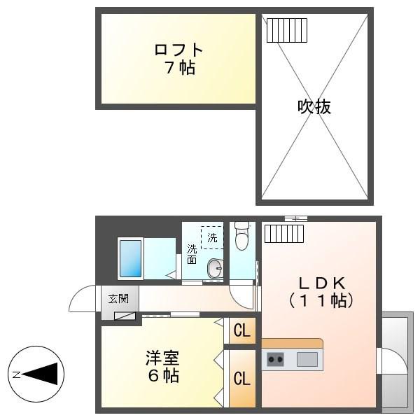 ZIP TOWN(1LDK/3階)の間取り写真