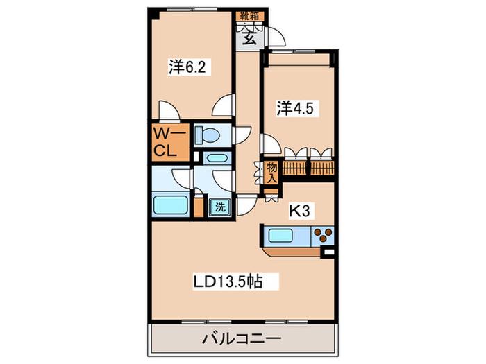 S-FORT横浜青葉台(2LDK/4階)の間取り写真