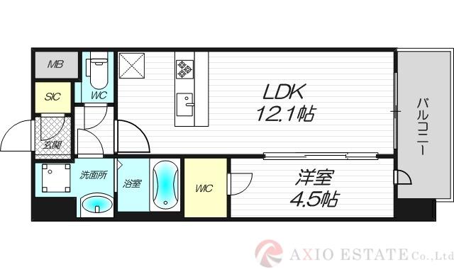 スプランディッド新大阪VII(1LDK/9階)の間取り写真