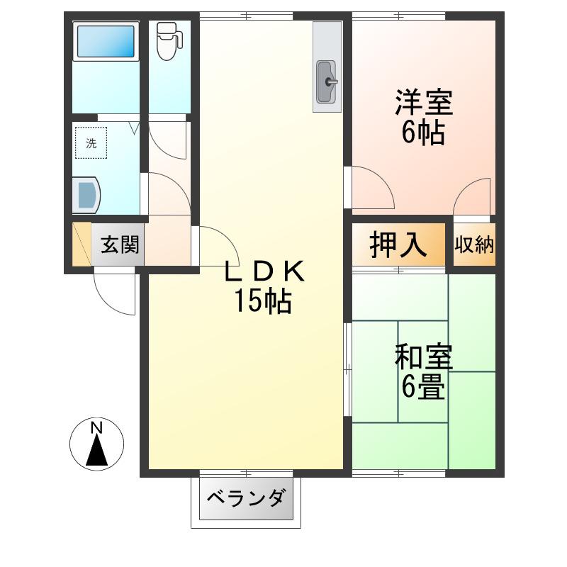カーディナルEST(2LDK/1階)の間取り写真