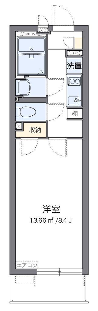 クレイノオリーブハウス ネオII(1K/2階)の間取り写真
