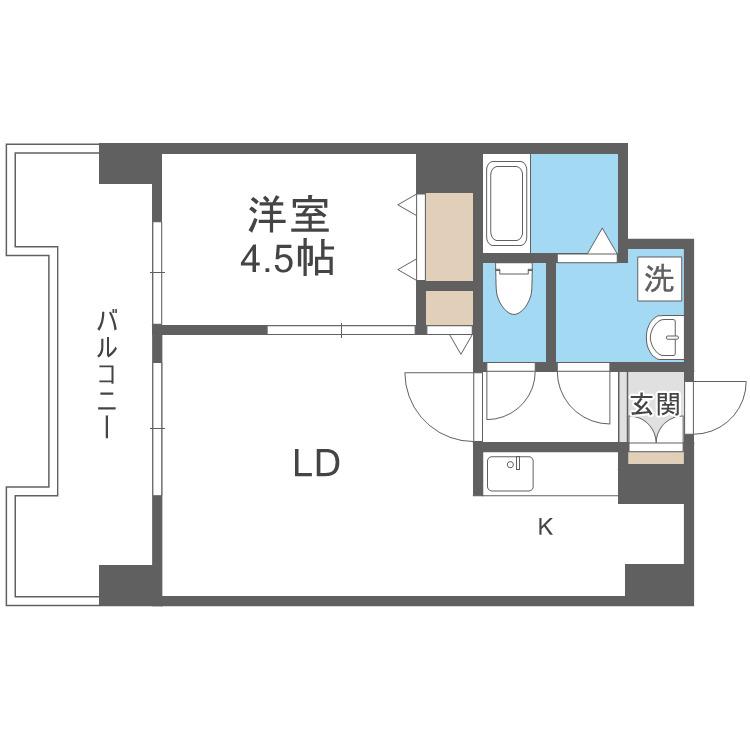 UURコート札幌北三条(1LDK/5階)の間取り写真