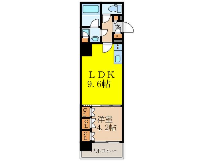 アーバネックス江坂広芝(1LDK/4階)の間取り写真