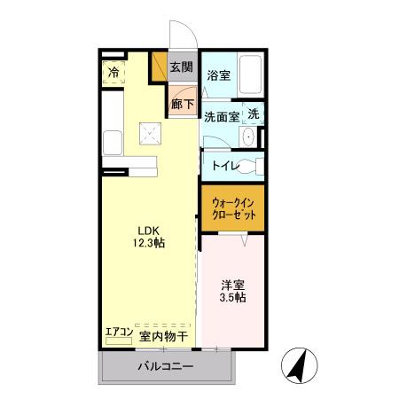 D-ROOM与野公園A(1LDK/1階)の間取り写真
