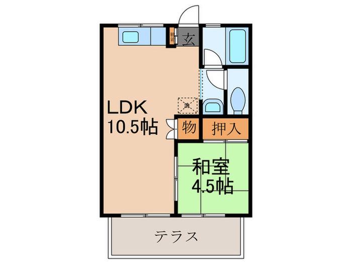 ローズハイツ(1LDK/1階)の間取り写真