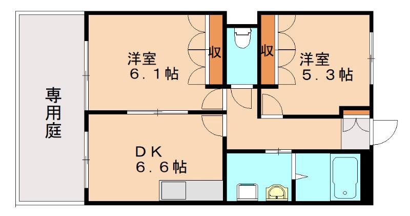プロヴァンス(2DK/1階)の間取り写真