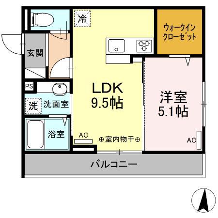アビタシオン中央林間(1LDK/2階)の間取り写真