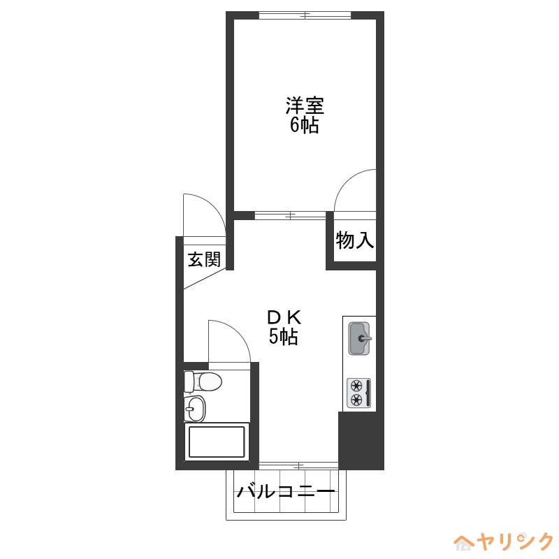 ハートイン中切S棟(1DK/4階)の間取り写真