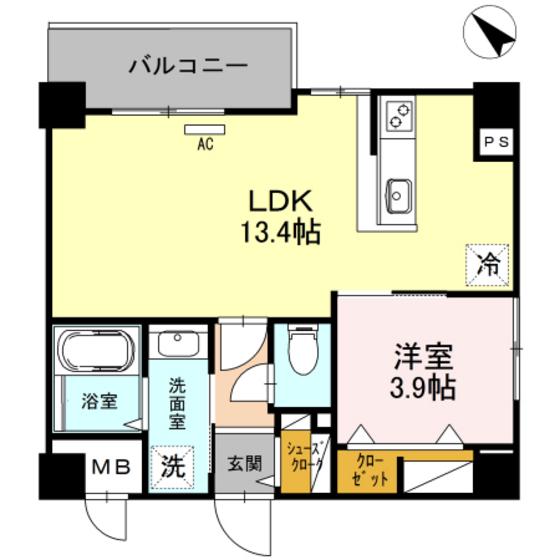 FLAIR NO.5(1LDK/3階)の間取り写真