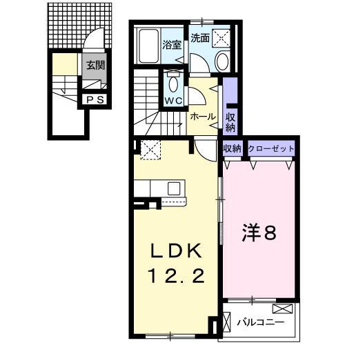 ヴィラルーチェA(1LDK/2階)の間取り写真