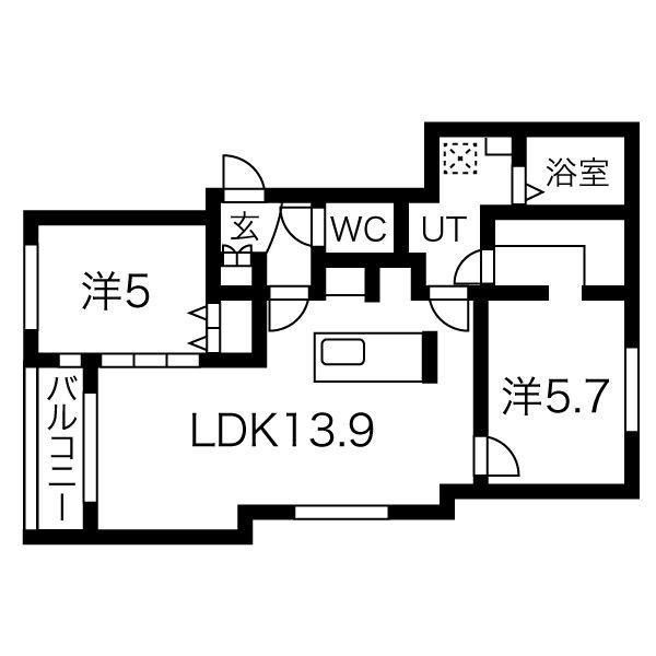 カレラ山の手(2LDK/2階)の間取り写真