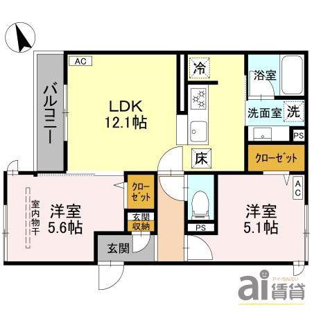 D-SERENOくすのき台(2LDK/1階)の間取り写真