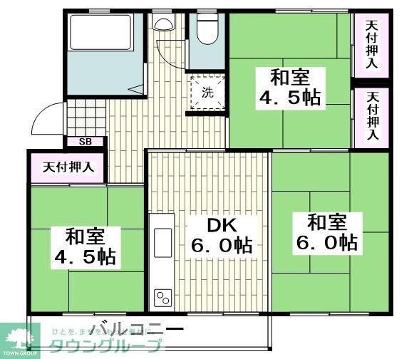 左近山団地5街区13号棟(3DK/2階)の間取り写真