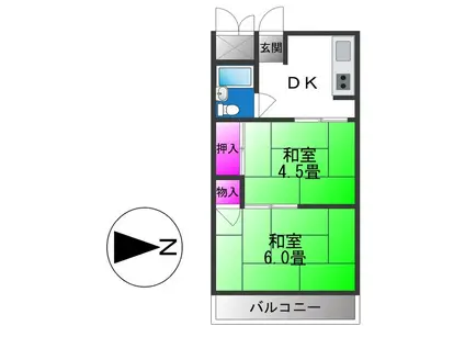 メゾン大和枚岡(2DK/1階)の間取り写真