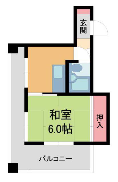 ウィンドフォー南本町(1K/6階)の間取り写真