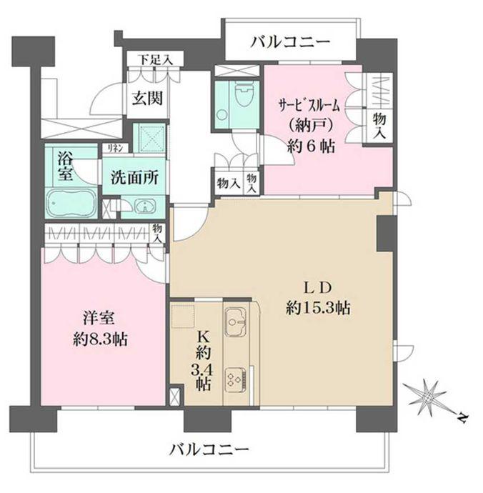 番町レジデンス(1SLDK/2階)の間取り写真