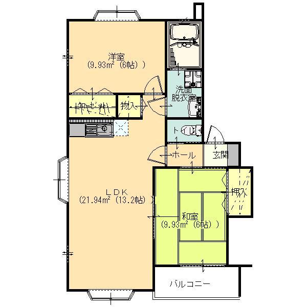アネックス21坂田(2LDK/2階)の間取り写真