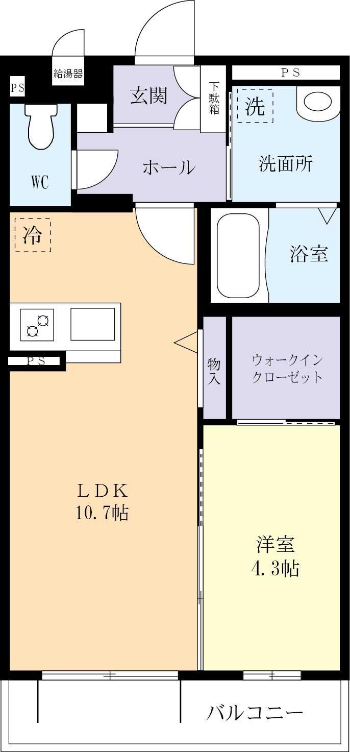 AMUSE研究学園(1LDK/3階)の間取り写真