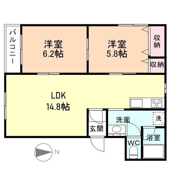 マノワール(2LDK/2階)の間取り写真