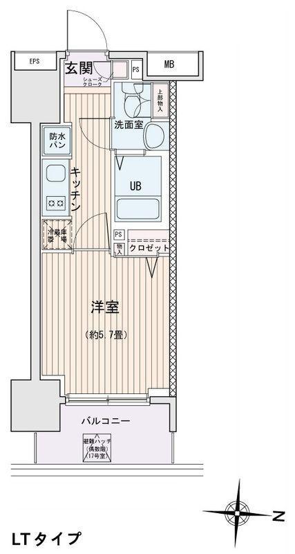 エスティメゾン錦糸町II(1K/2階)の間取り写真