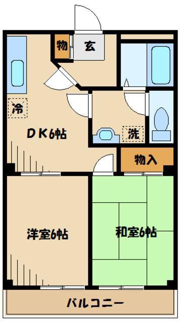 マノアール相模大野(2DK/1階)の間取り写真