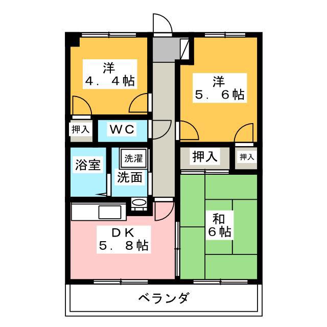 フロントヒルズIII(3DK/3階)の間取り写真