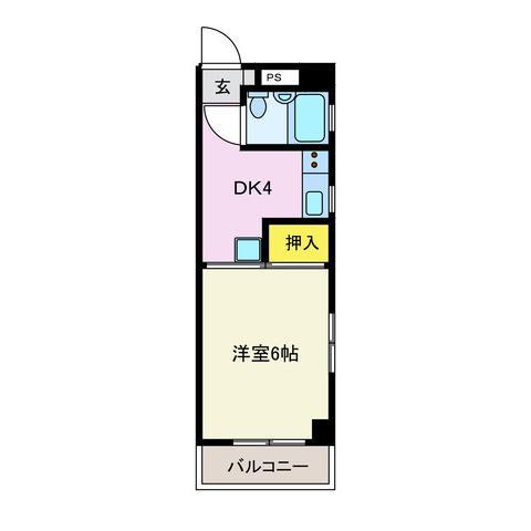 ヴィラたかはし(1DK/3階)の間取り写真