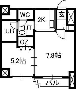 ISグランデ札幌(1LDK/8階)の間取り写真