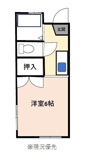 ビューハイツ第一(1K/2階)の間取り写真