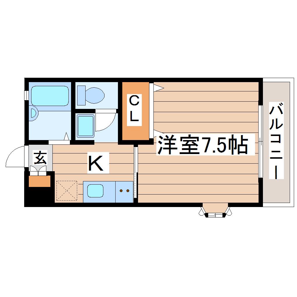 フォレスト連坊 壱番館(1K/1階)の間取り写真