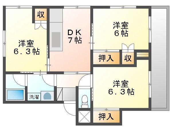 ルネ津島(3DK/3階)の間取り写真