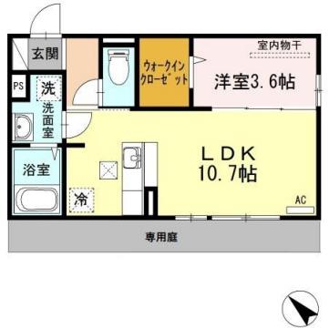 ディールーム博多駅南(1LDK/1階)の間取り写真