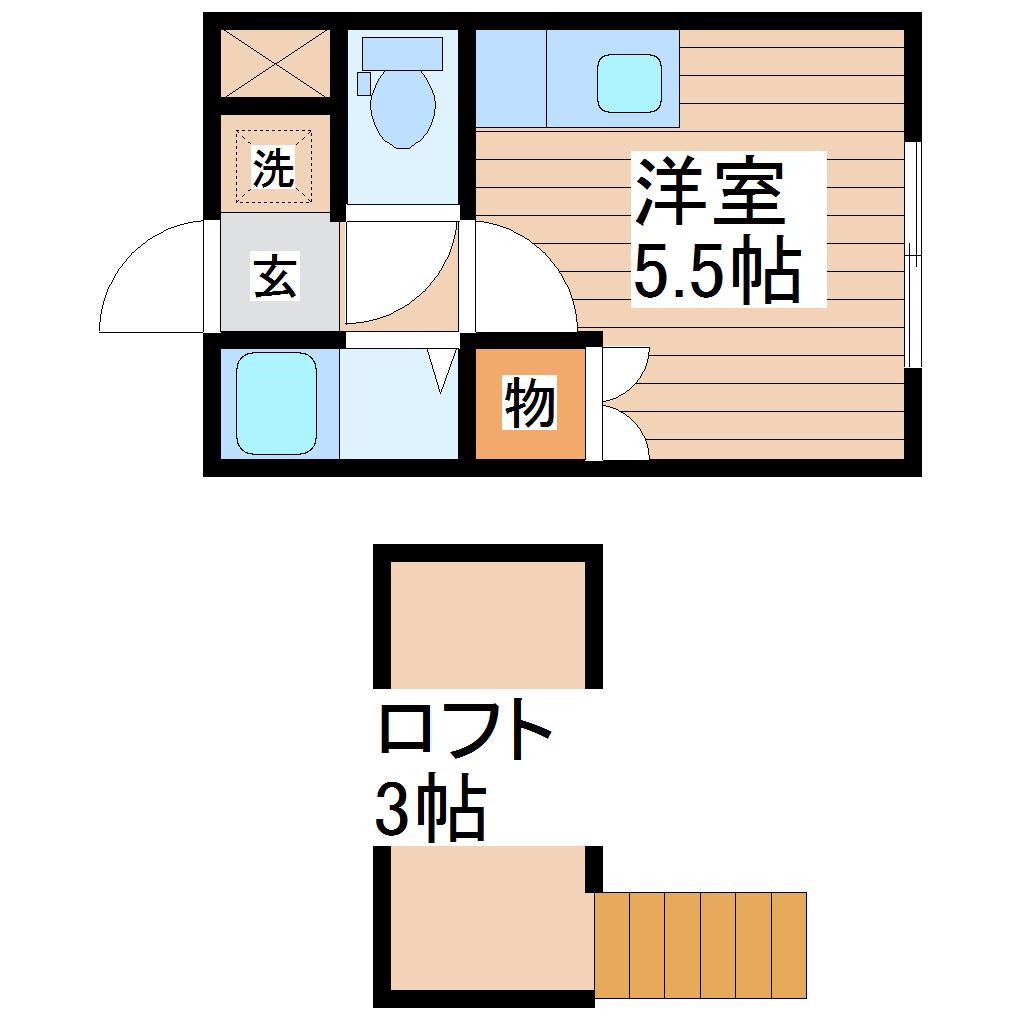 エクセルシャトーS(ワンルーム/2階)の間取り写真