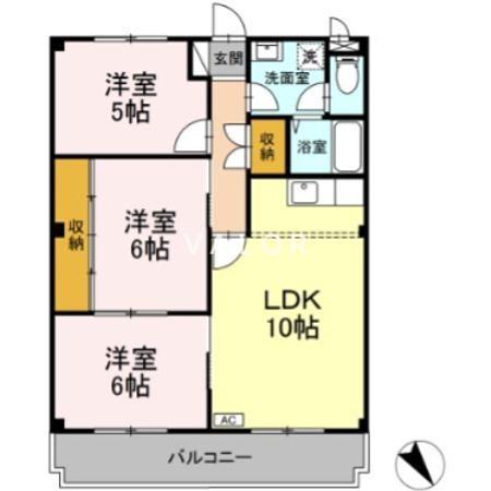 ハイム相武台(3LDK/3階)の間取り写真