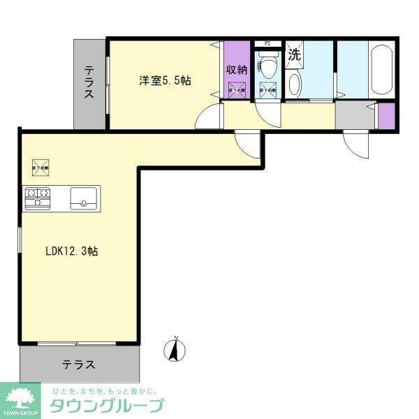 カントリーマム邦菊(1LDK/1階)の間取り写真