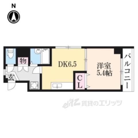シャルムーズ二条高倉(1DK/5階)の間取り写真