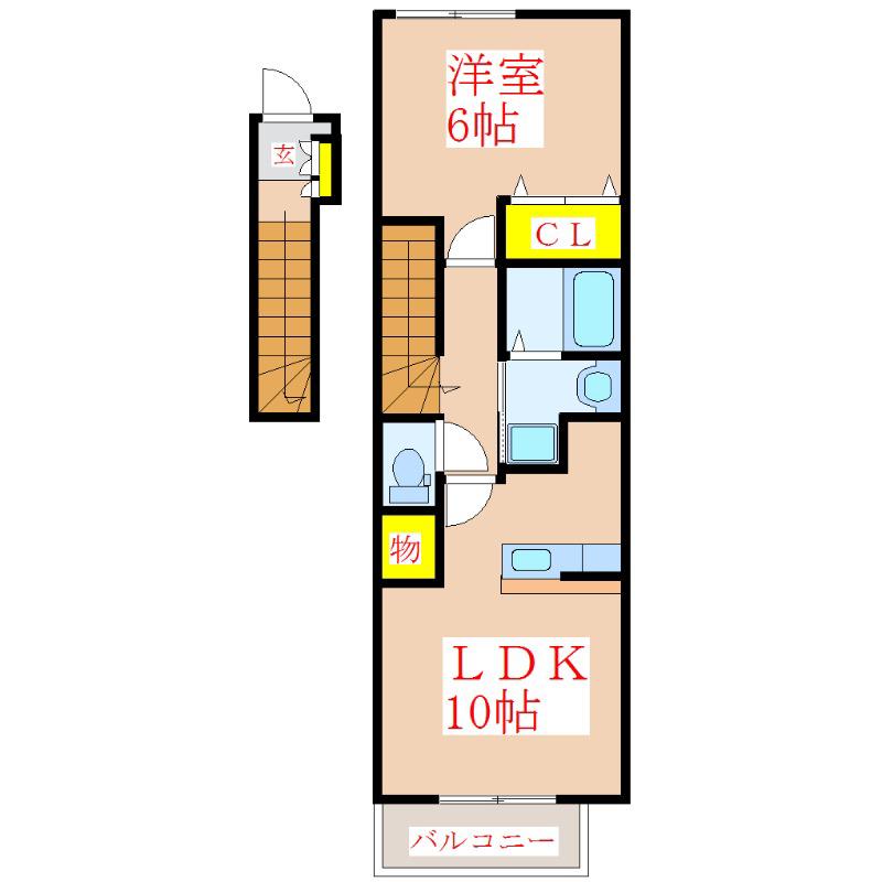 CASARIVIERA(1LDK/2階)の間取り写真