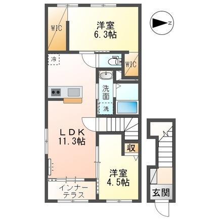 メゾン エメ(2LDK/2階)の間取り写真