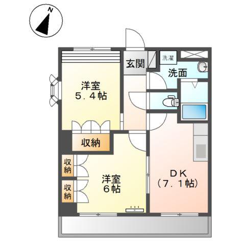 レスポワール(2DK/1階)の間取り写真