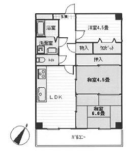 マテルレジデンス(2LDK/3階)の間取り写真
