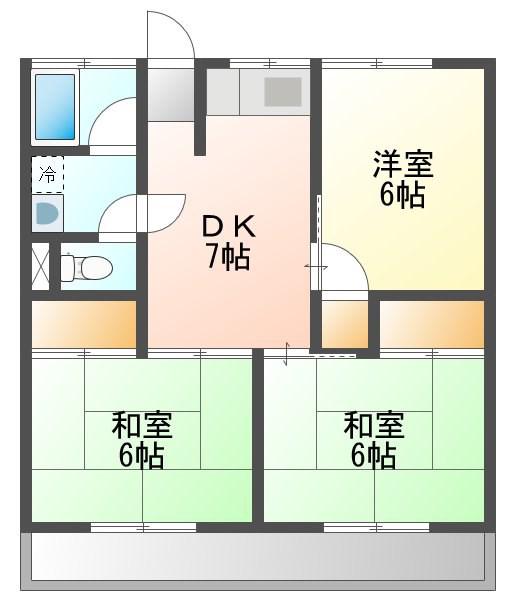 コーポ簑原(3DK/1階)の間取り写真