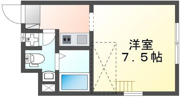 フレール国立(ワンルーム/1階)の間取り写真