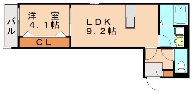 OC周船寺(1LDK/2階)の間取り写真