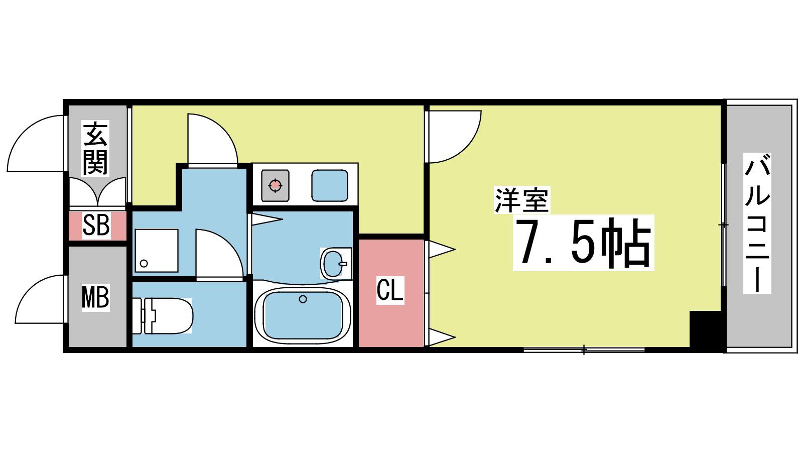 インペリアル篠原(1K/2階)の間取り写真