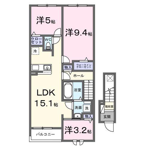 レジデンス・アスナロ(3LDK/2階)の間取り写真