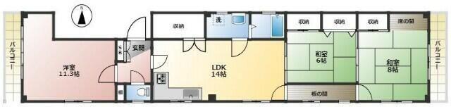 ヒラノコーポ(3LDK/2階)の間取り写真